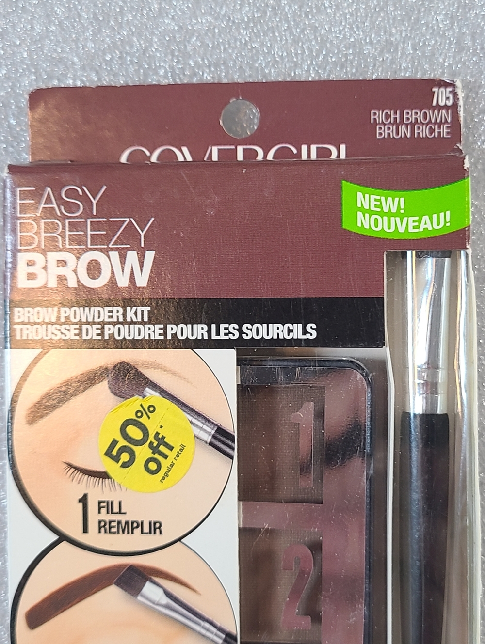 COVERGIRL Easy Breezy Brow Powder Kit - Rich Brown NIB 4 G/.14 Oz - Picture 3 of 8